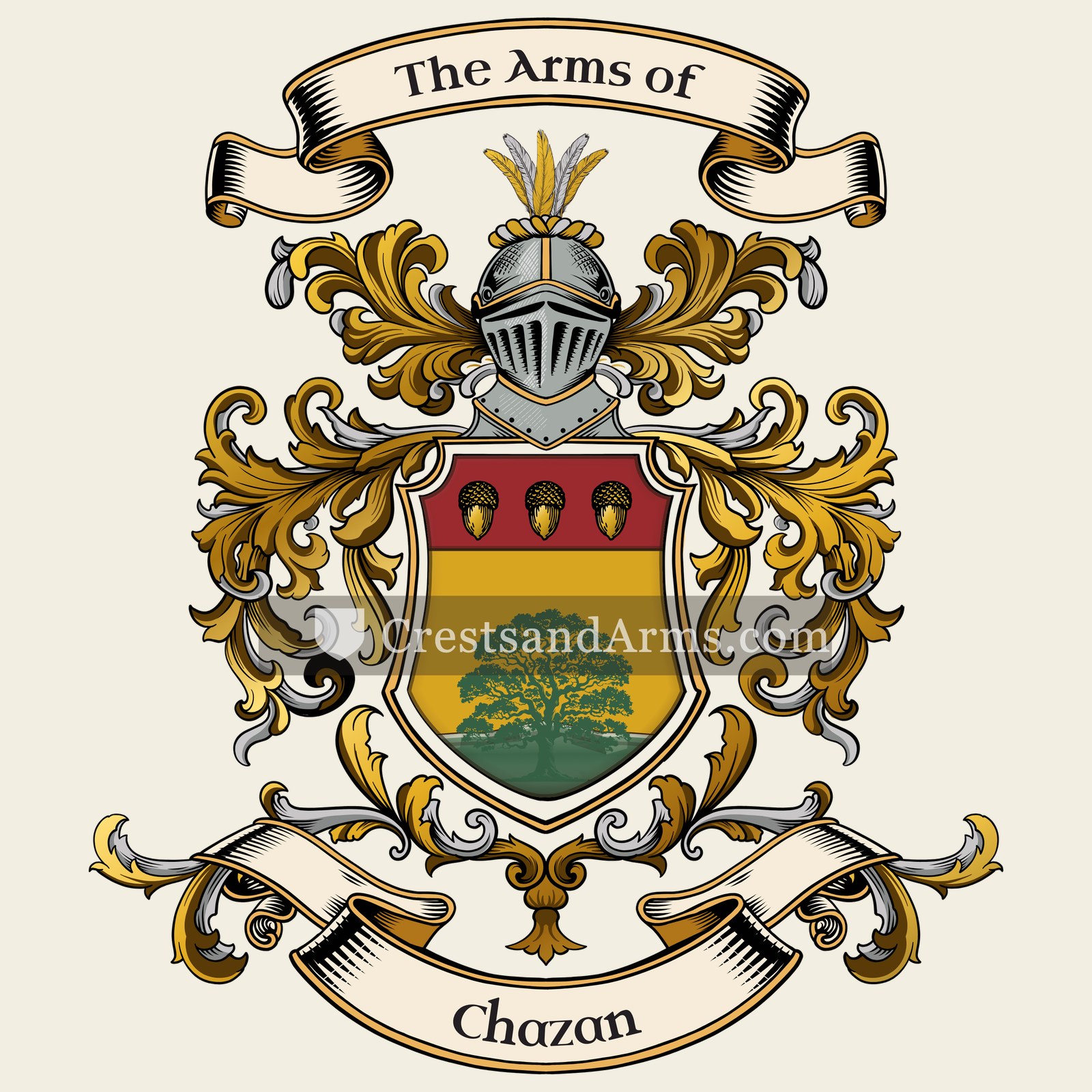 The Chazan coat of arms, drawn from the recorded blazon
