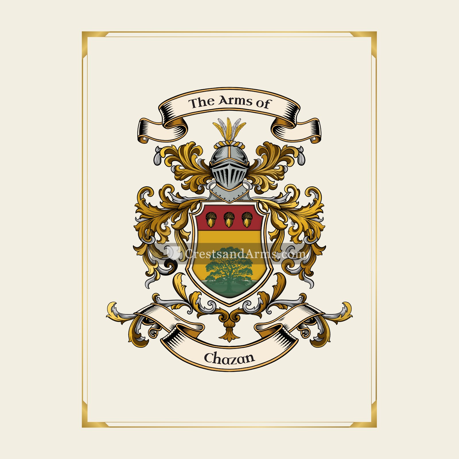 With gold border