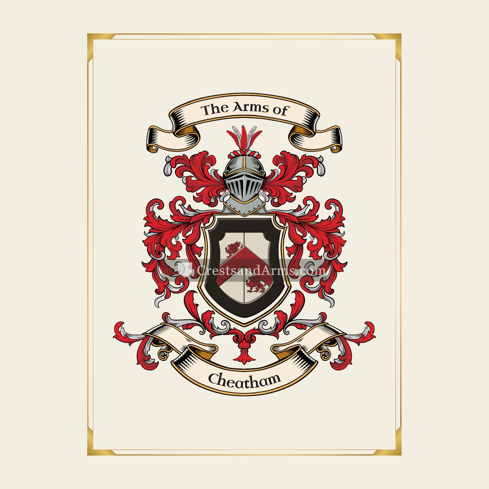 With gold border