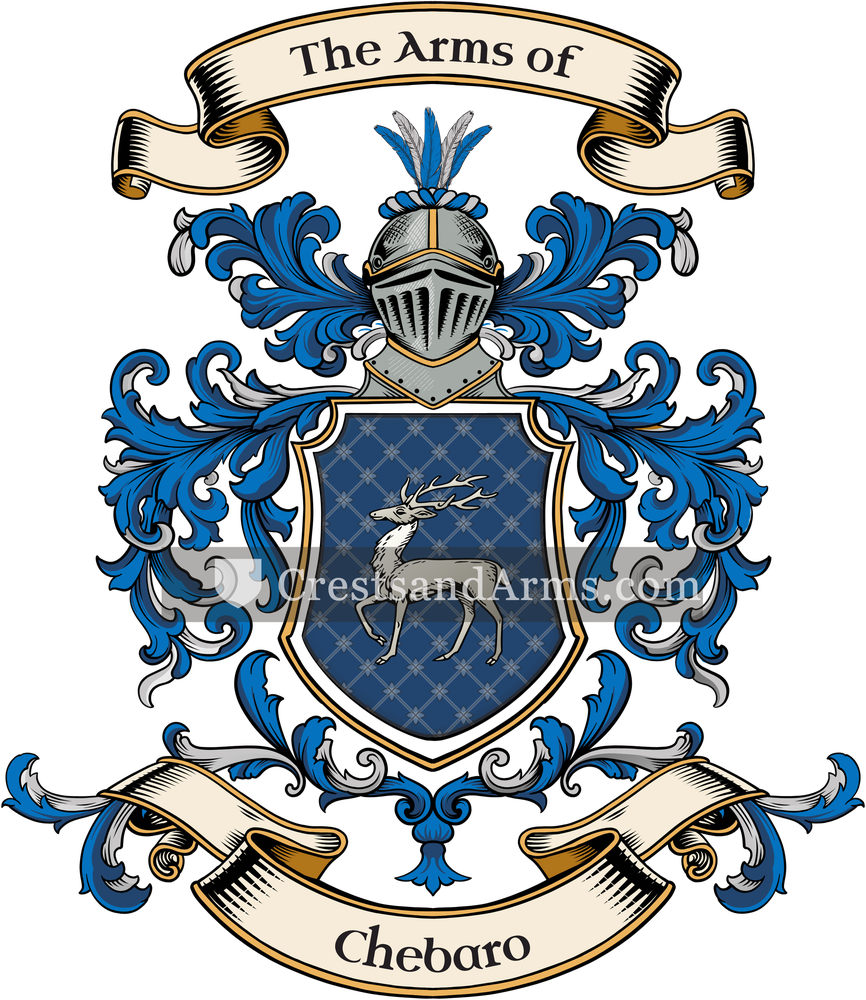 The Chebaro coat of arms, drawn from the recorded blazon