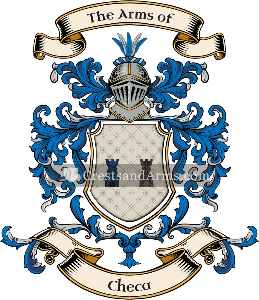 The Checa coat of arms, drawn from the recorded blazon