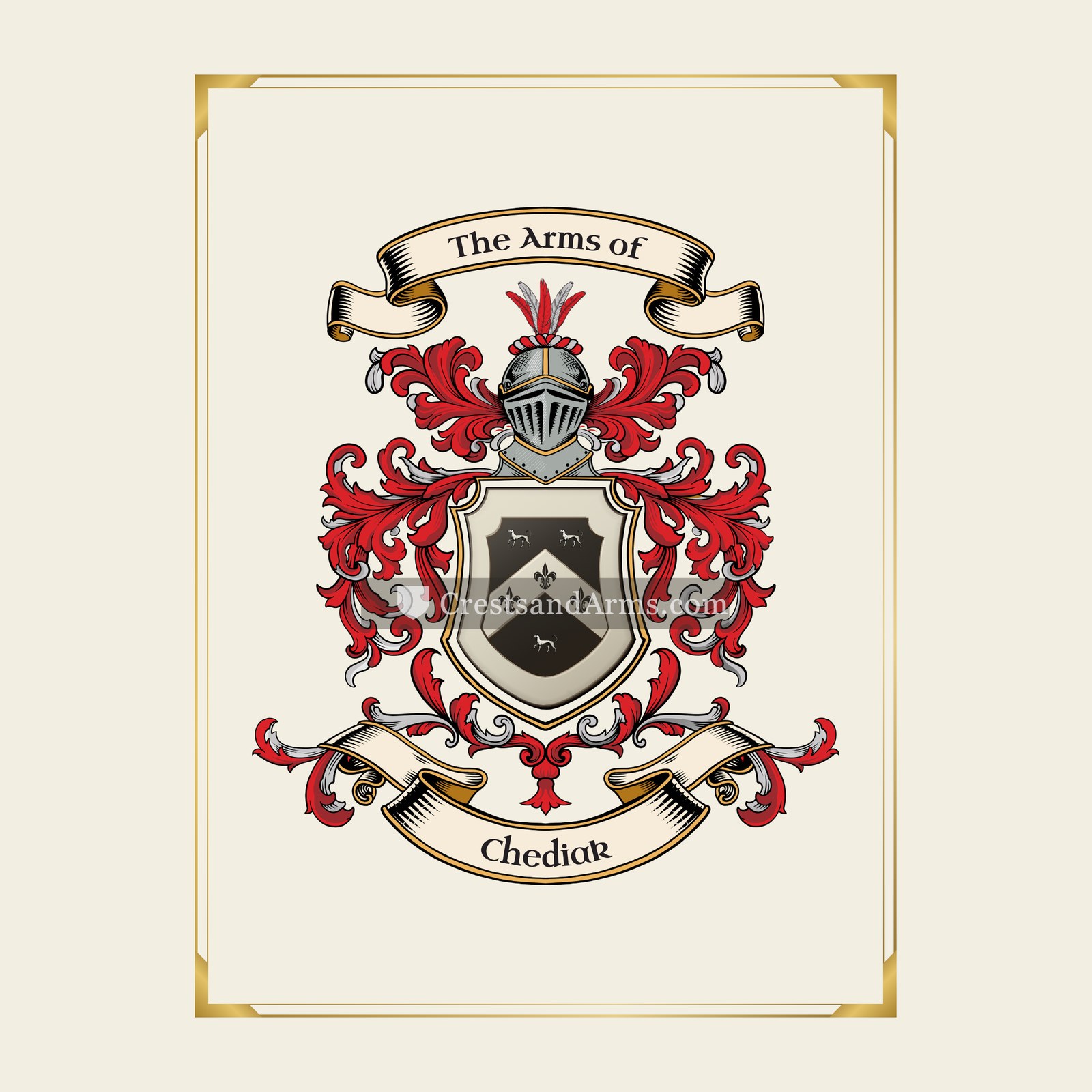 With gold border