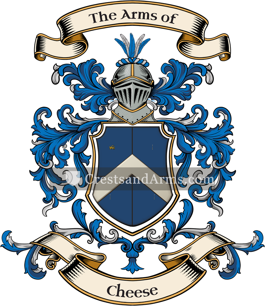 The Cheese coat of arms, drawn from the recorded blazon
