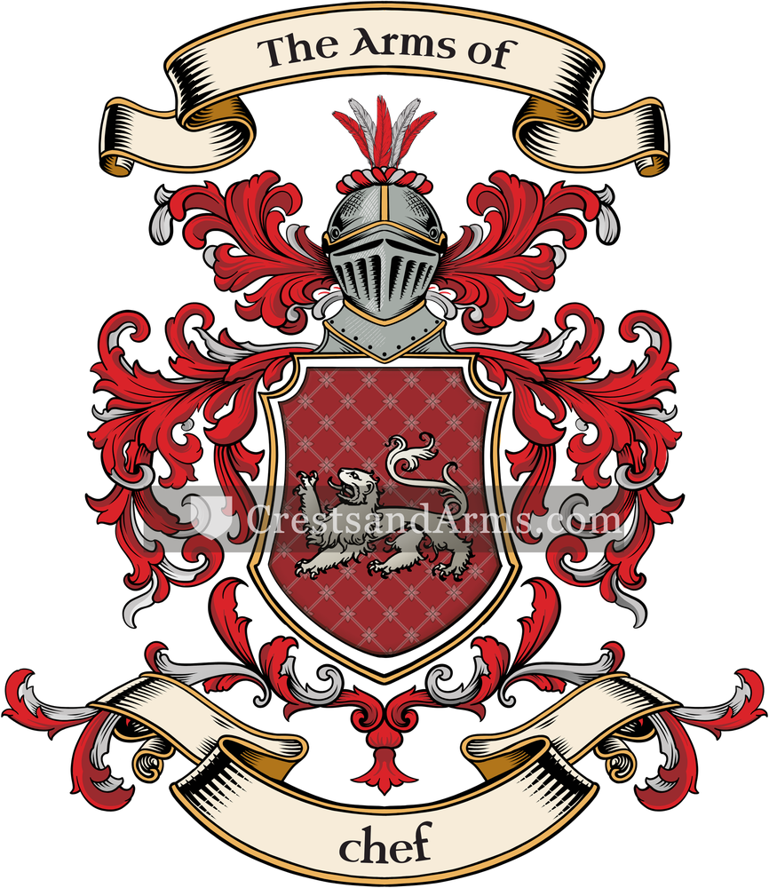 The chef coat of arms, drawn from the recorded blazon