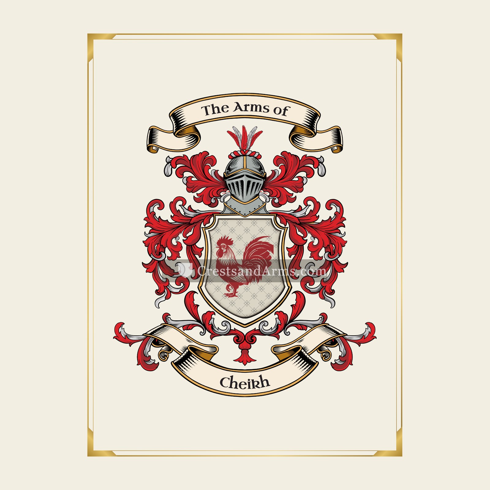 With gold border
