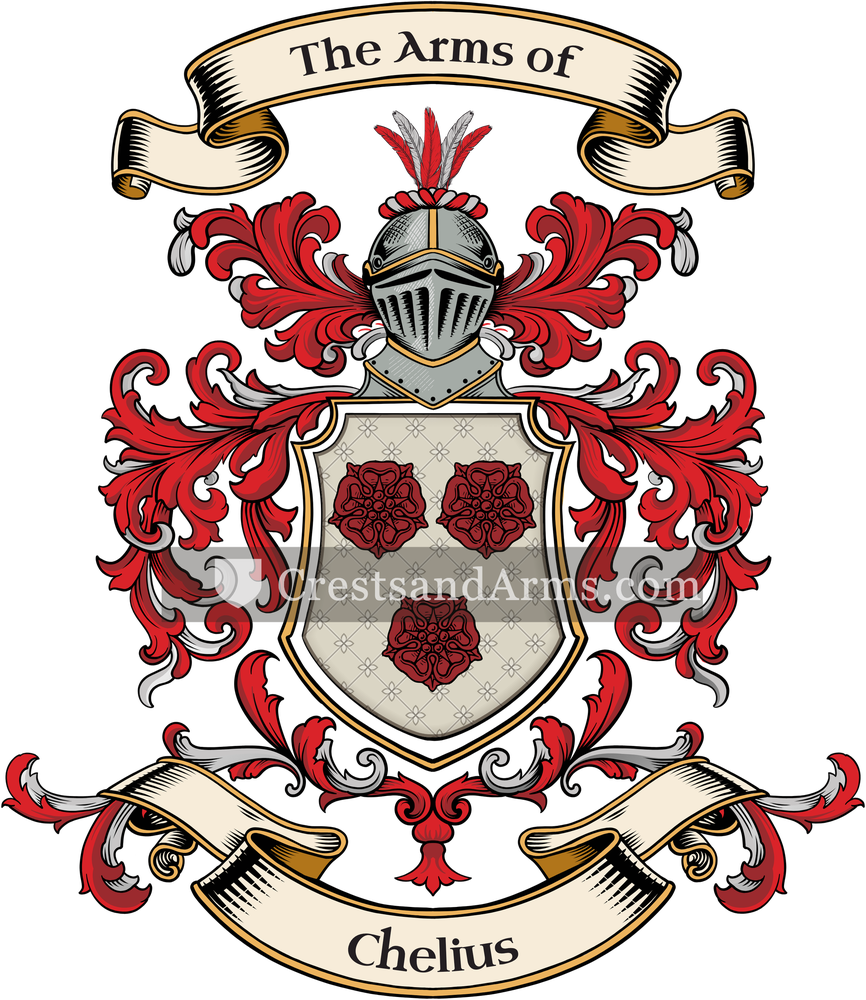 The Chelius coat of arms, drawn from the recorded blazon