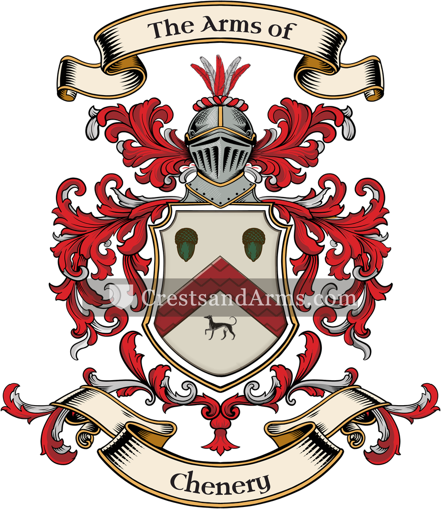 The Chenery coat of arms, drawn from the recorded blazon
