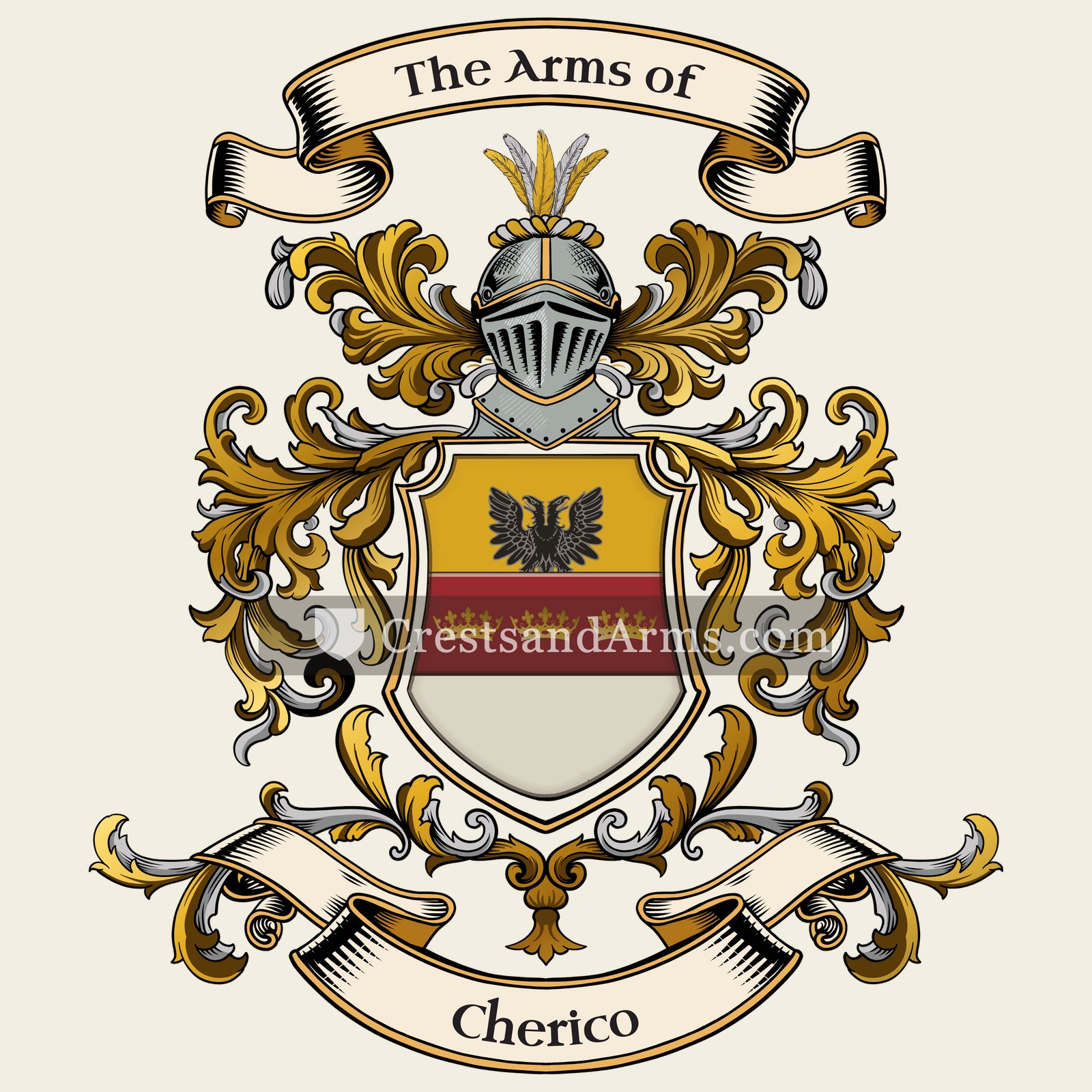 The Cherico coat of arms, drawn from the recorded blazon