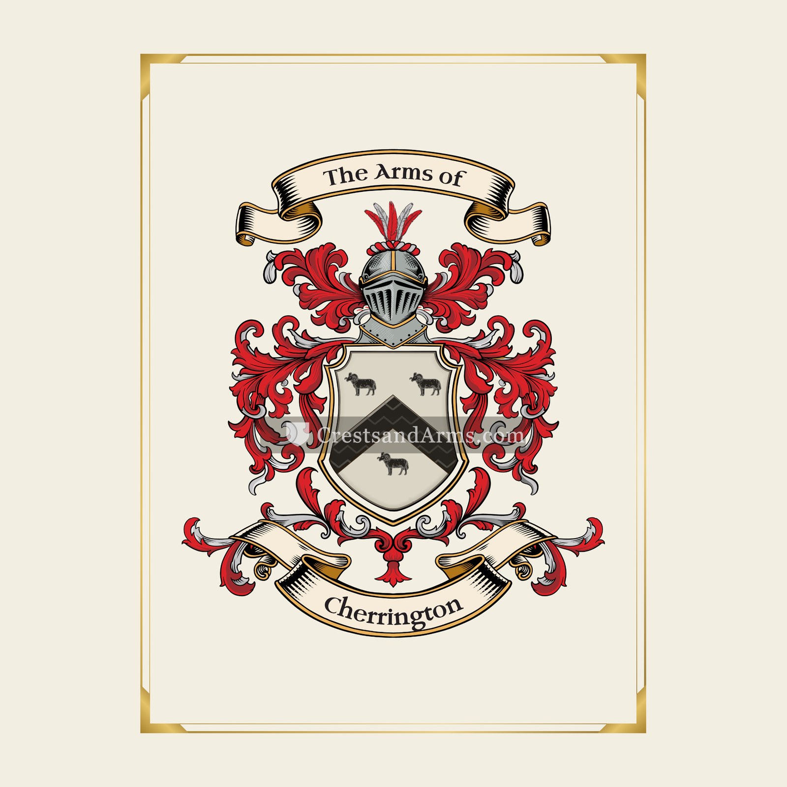 With gold border