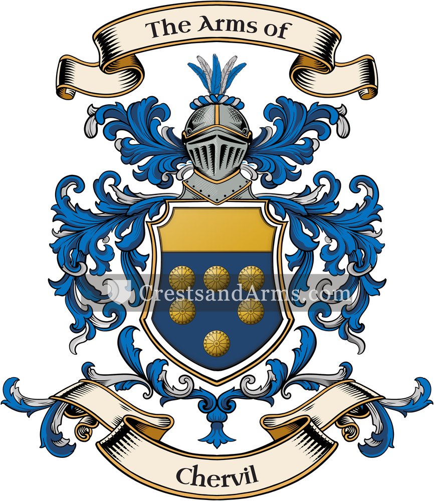 The Chervil coat of arms, drawn from the recorded blazon
