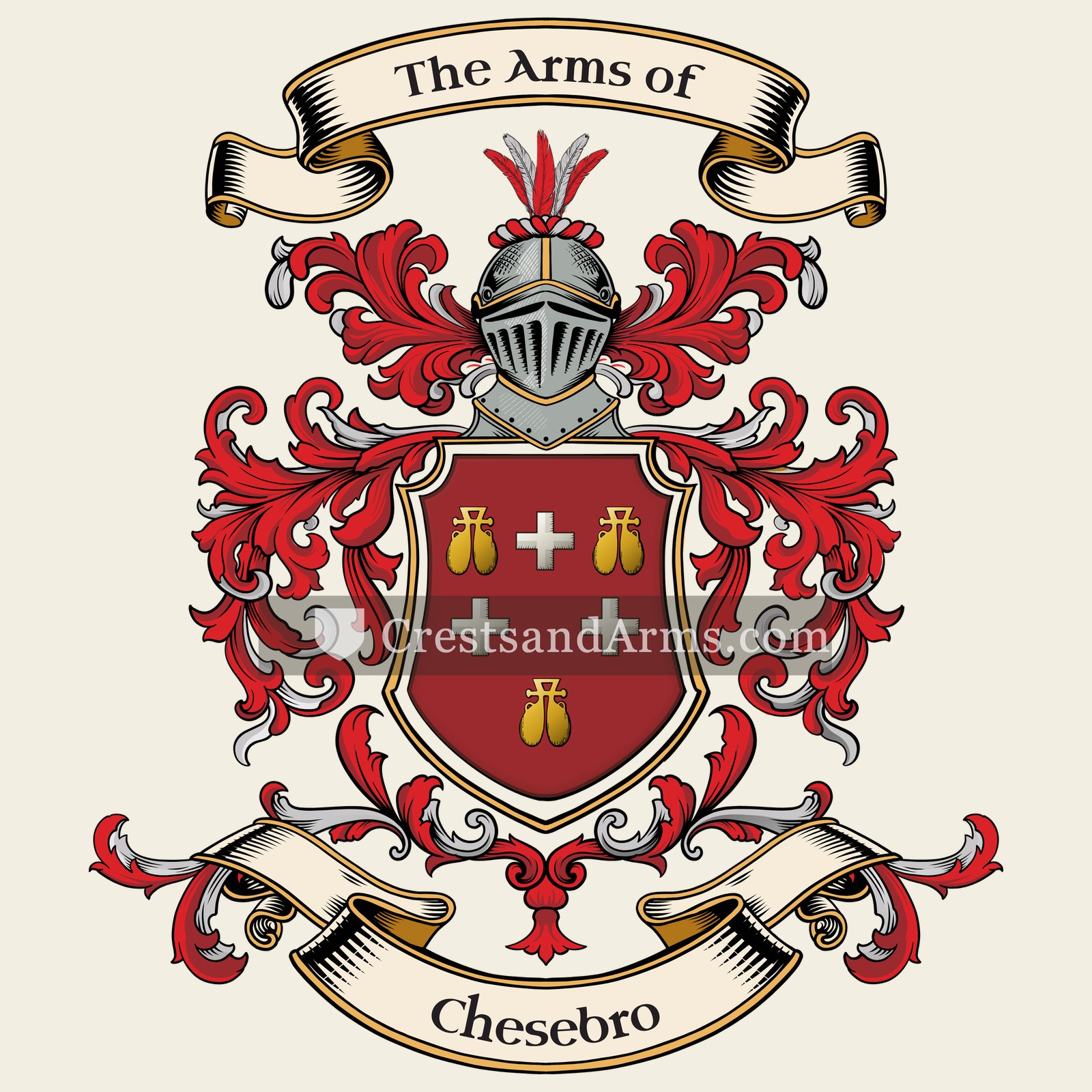 The Chesebro coat of arms, drawn from the recorded blazon