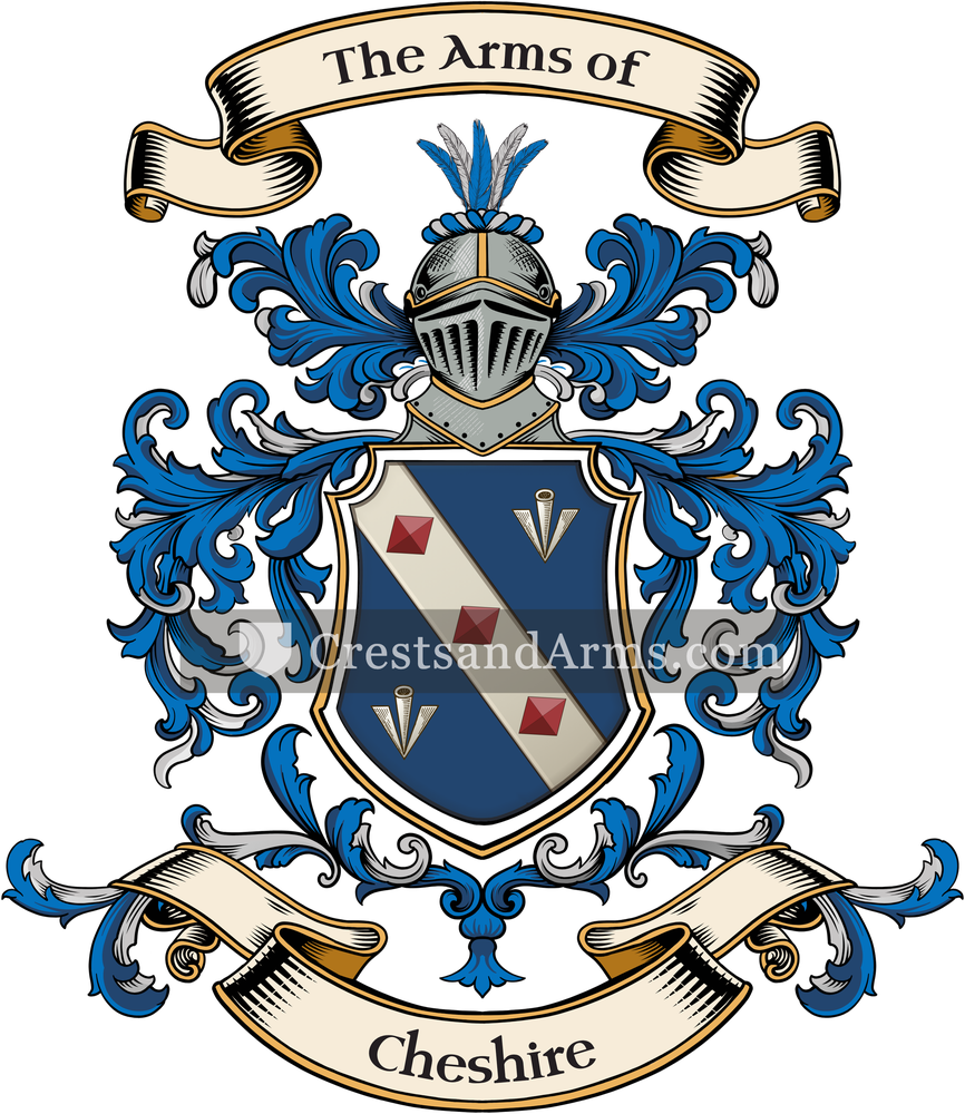 The Cheshire coat of arms, drawn from the recorded blazon