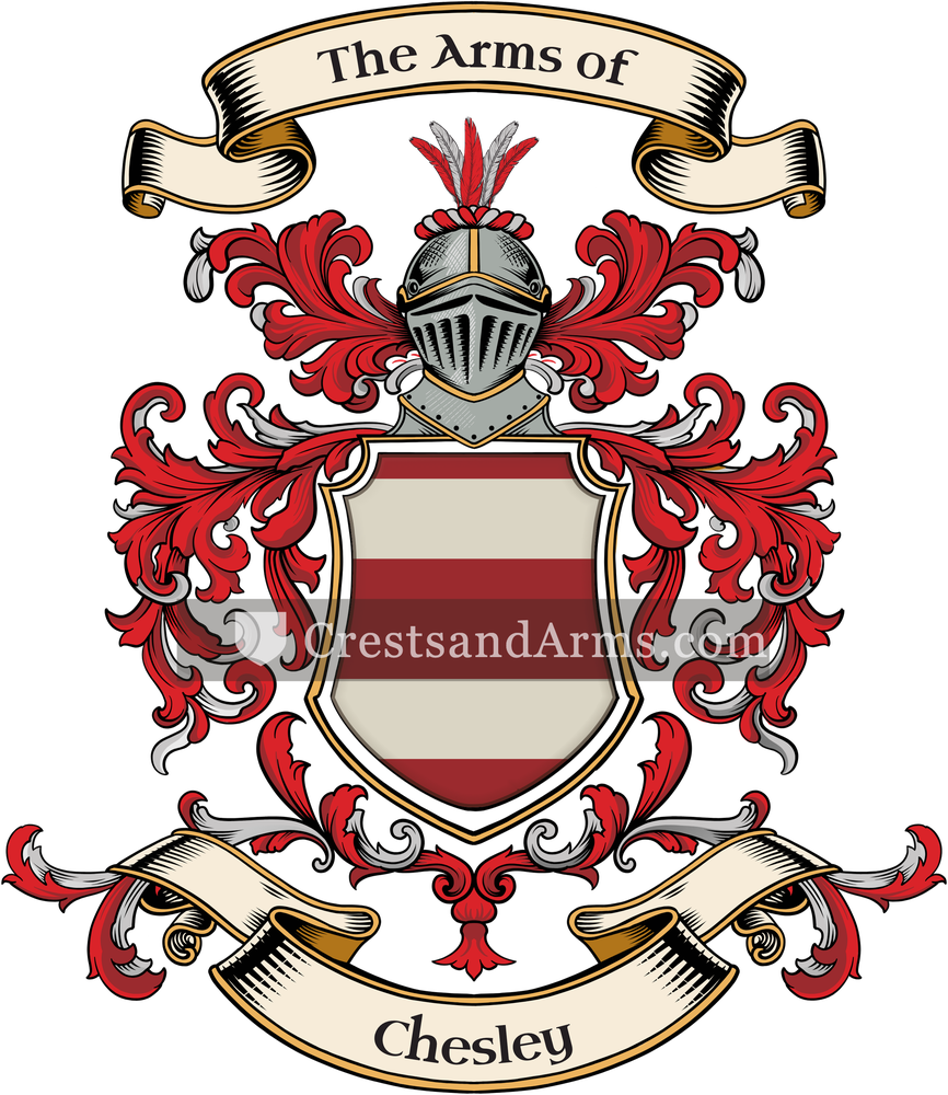 The Chesley coat of arms, drawn from the recorded blazon