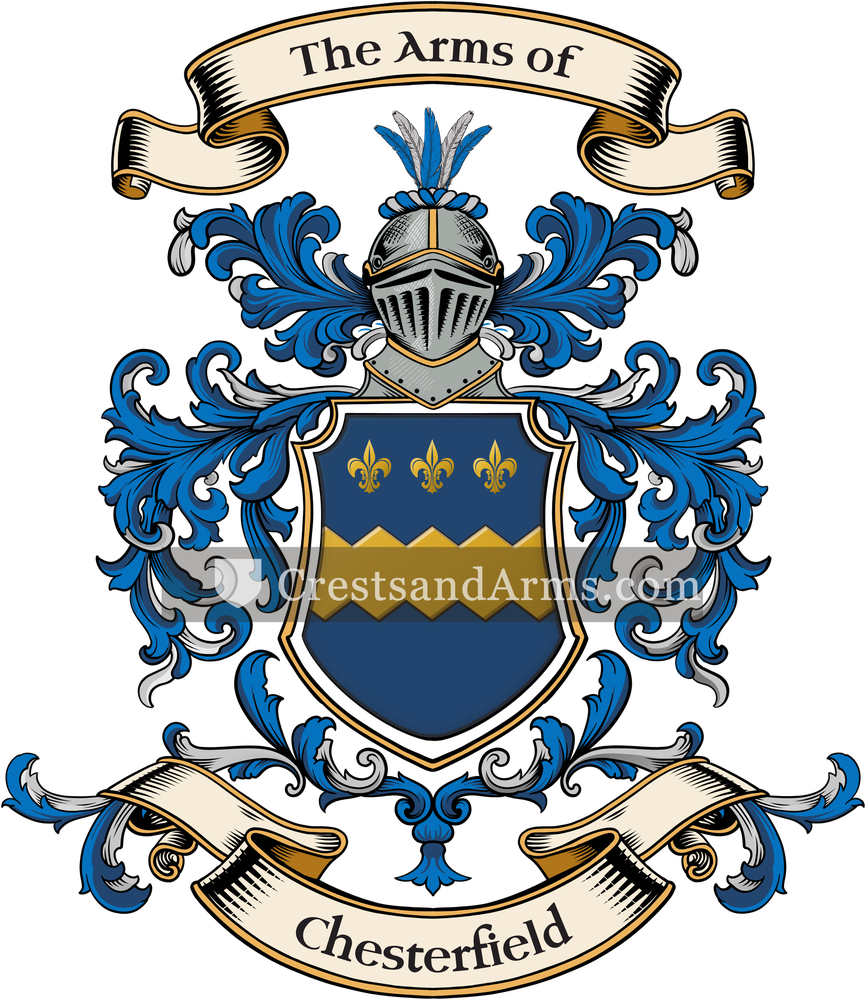 The Chesterfield coat of arms, drawn from the recorded blazon