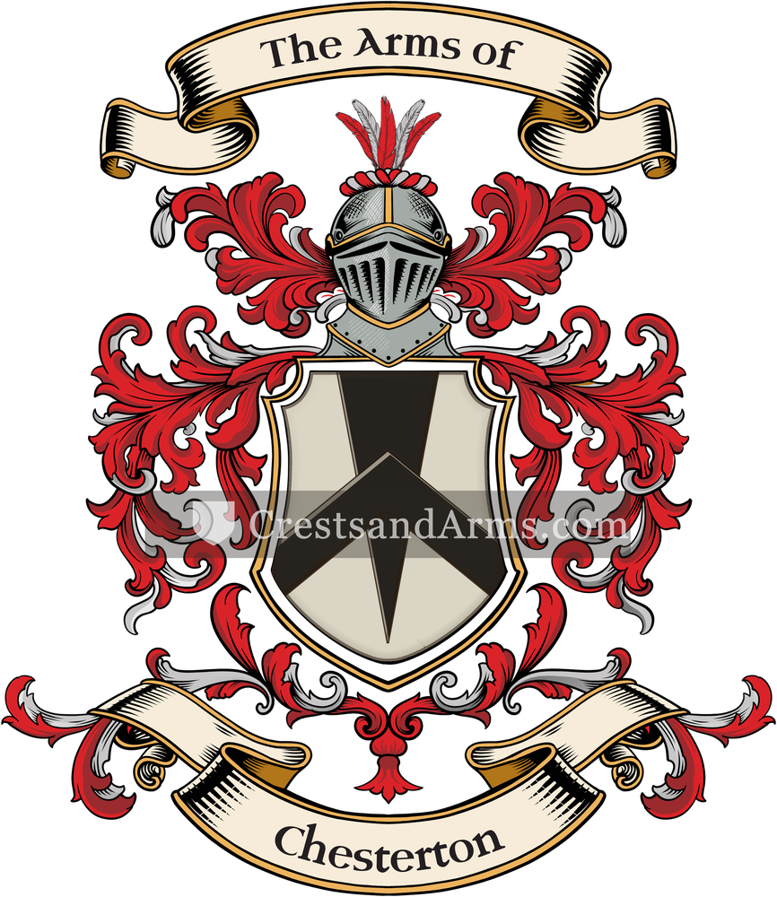 The Chesterton coat of arms, drawn from the recorded blazon
