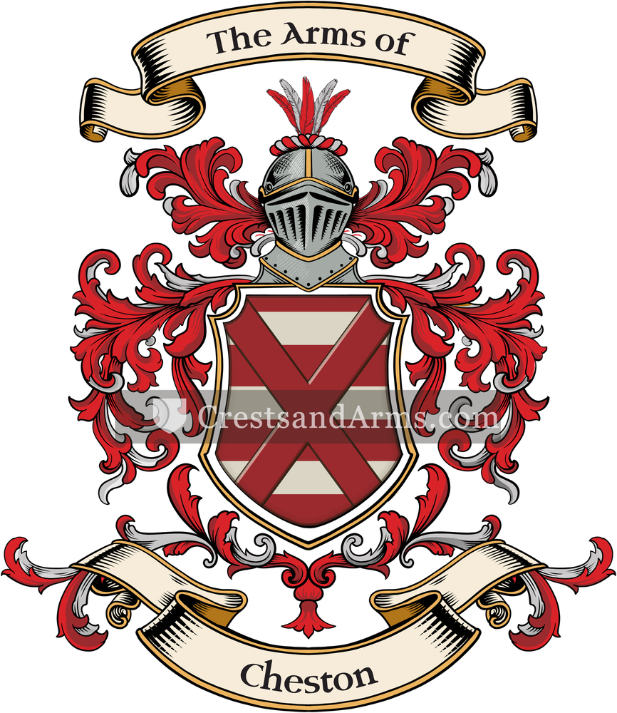 The Cheston coat of arms, drawn from the recorded blazon