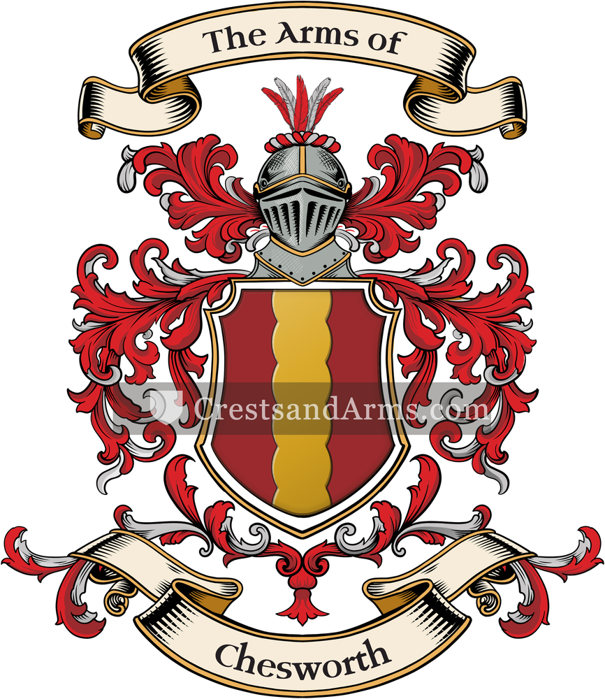 The Chesworth coat of arms, drawn from the recorded blazon