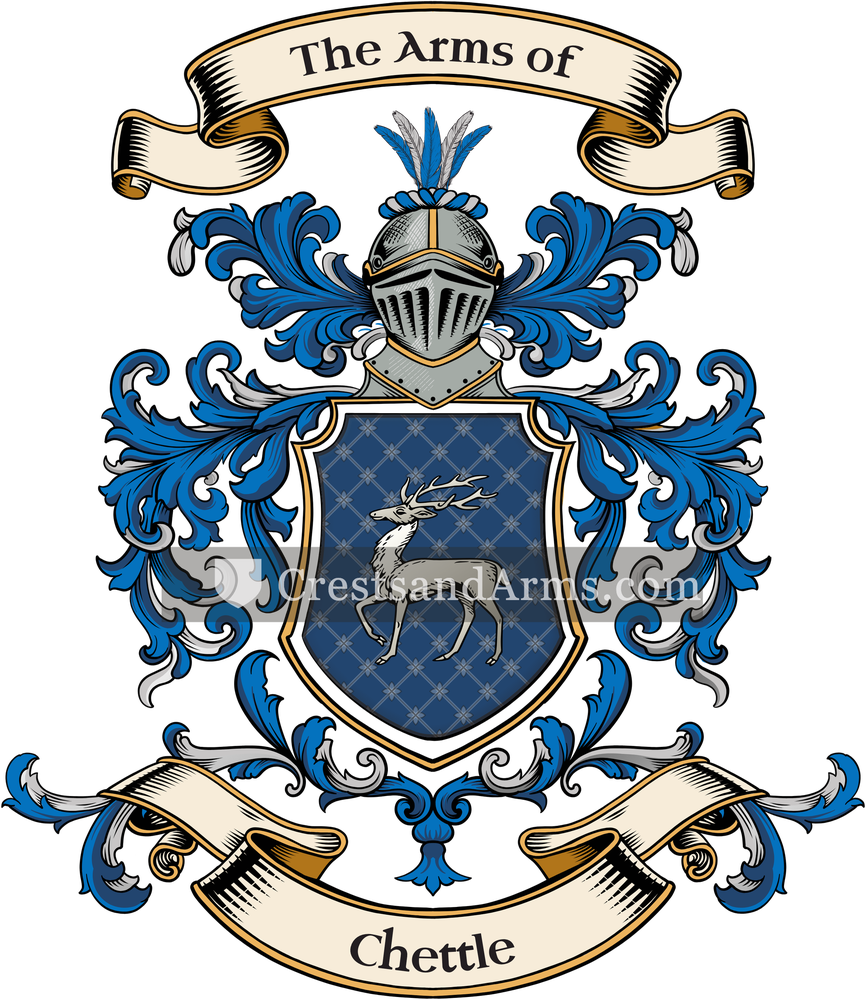 The Chettle coat of arms, drawn from the recorded blazon