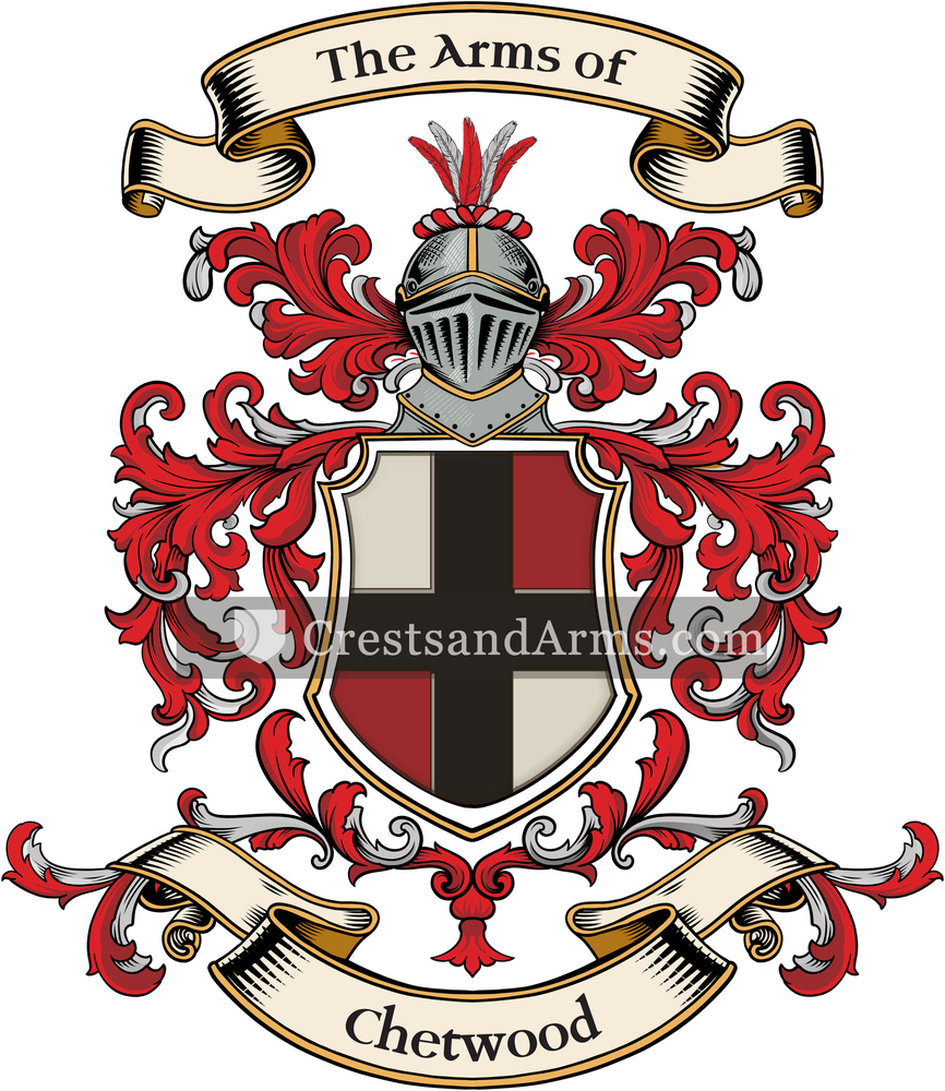 The Chetwood coat of arms, drawn from the recorded blazon