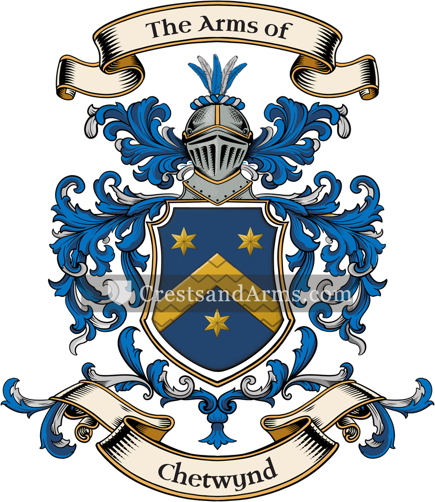 The Chetwynd coat of arms, drawn from the recorded blazon