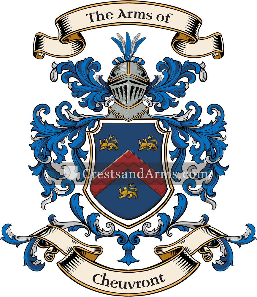 The Cheuvront coat of arms, drawn from the recorded blazon