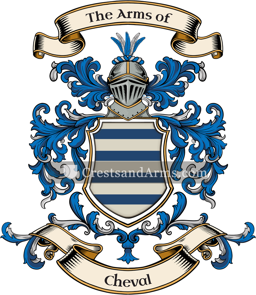 The Cheval coat of arms, drawn from the recorded blazon