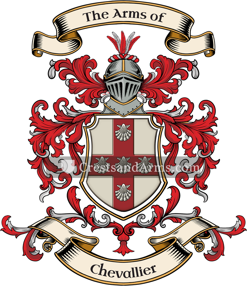 The Chevallier coat of arms, drawn from the recorded blazon