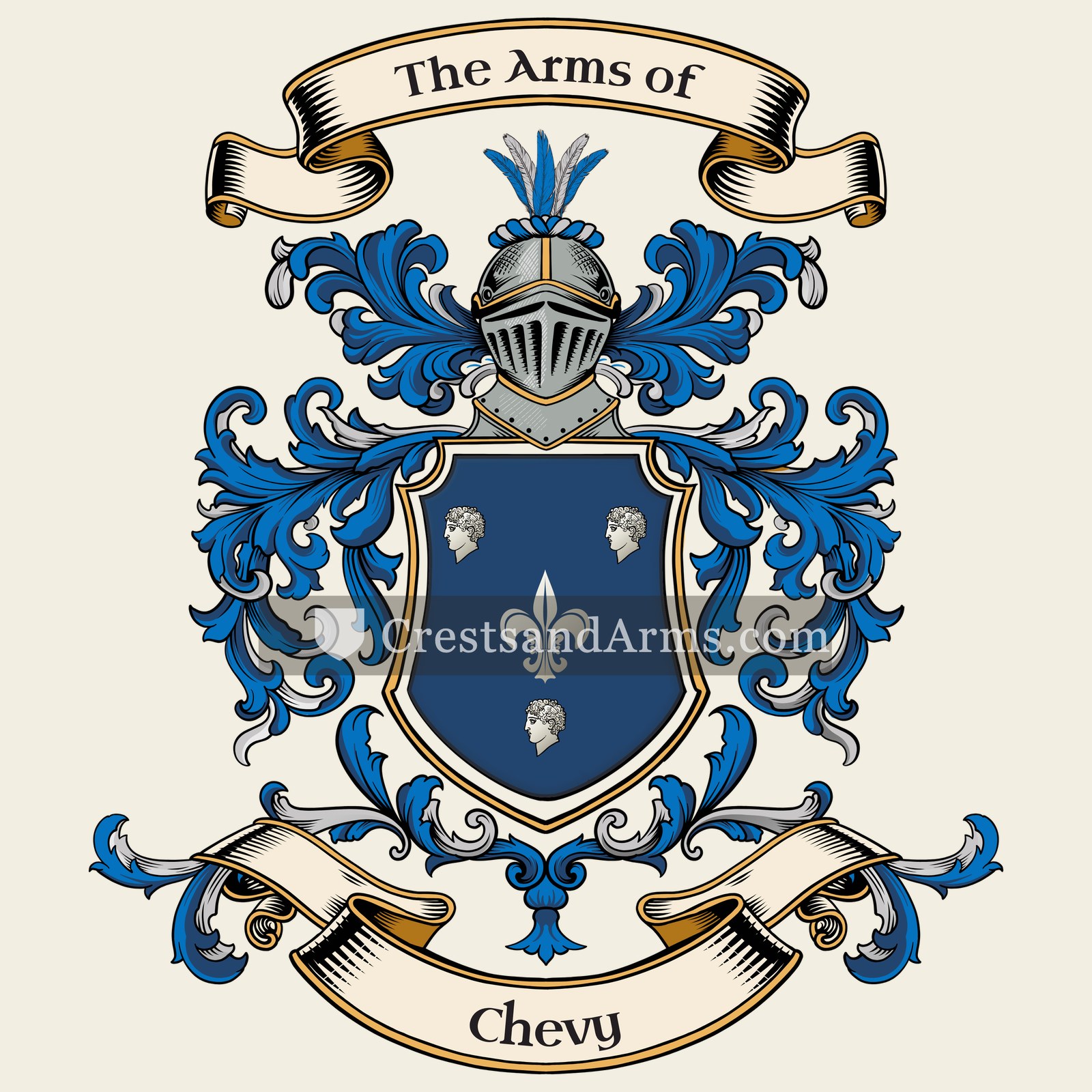 The Chevy coat of arms, drawn from the recorded blazon