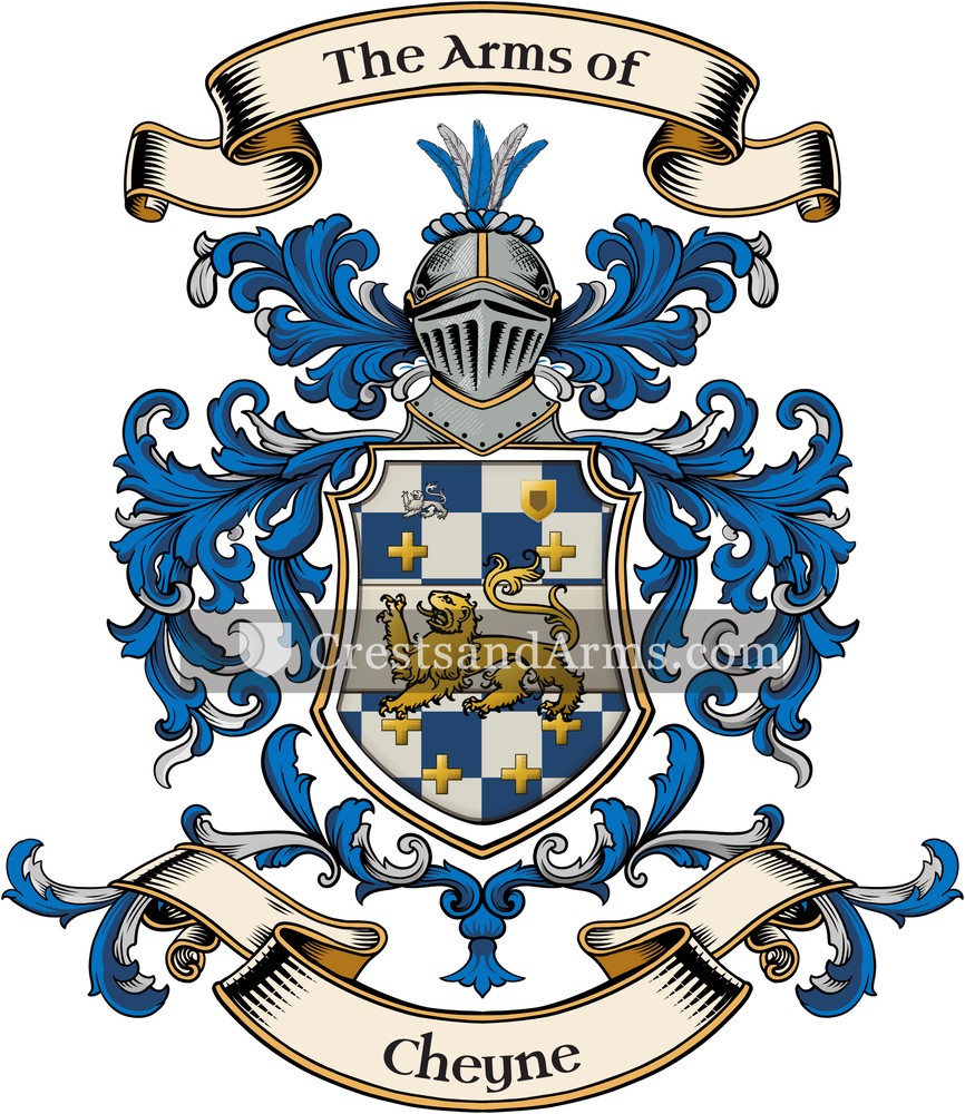 The Cheyne coat of arms, drawn from the recorded blazon