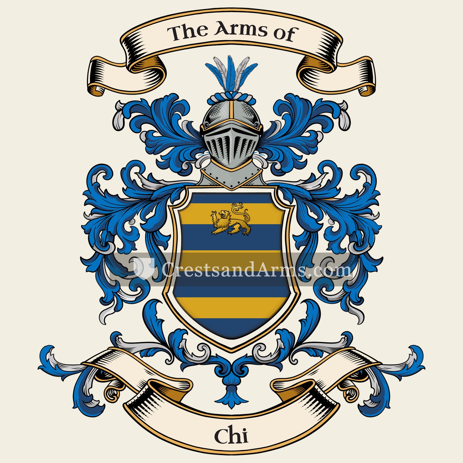 The Chi coat of arms, drawn from the recorded blazon