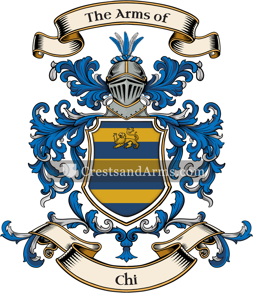 The Chi coat of arms, drawn from the recorded blazon