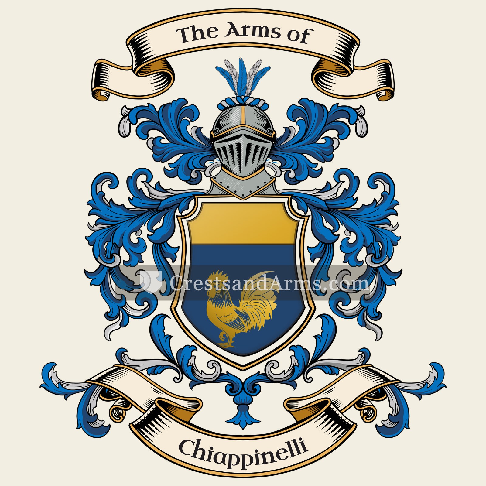 The Chiappinelli coat of arms, drawn from the recorded blazon