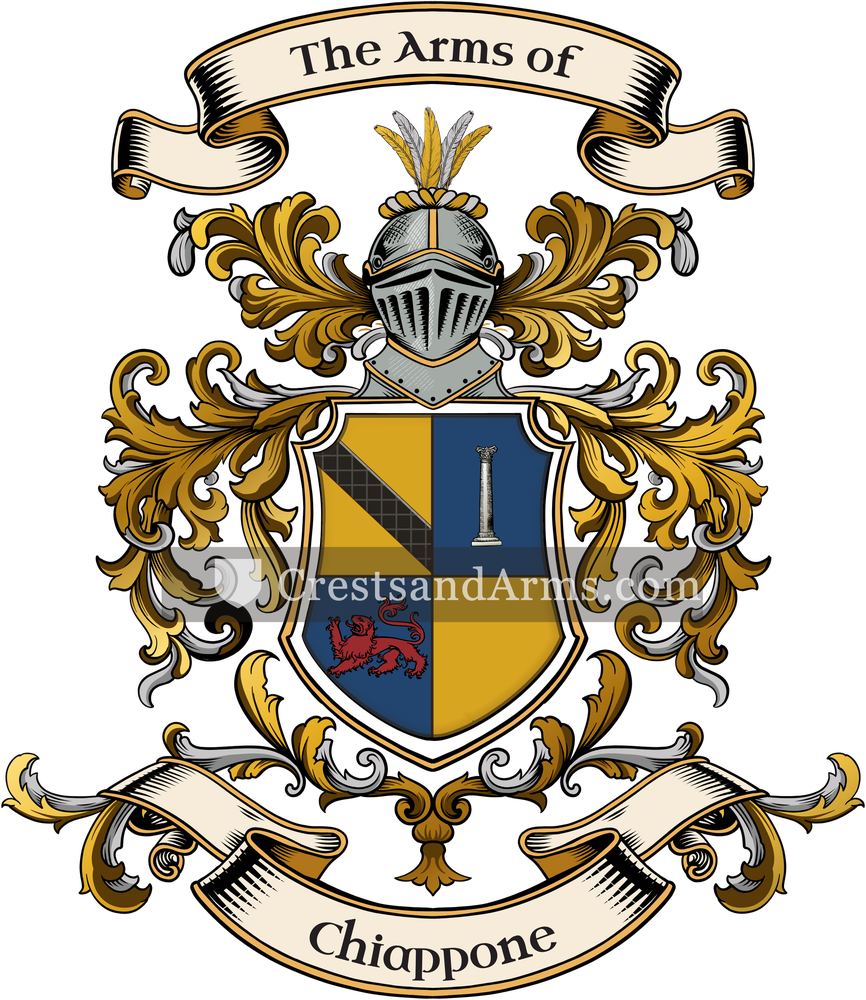 The Chiappone coat of arms, drawn from the recorded blazon