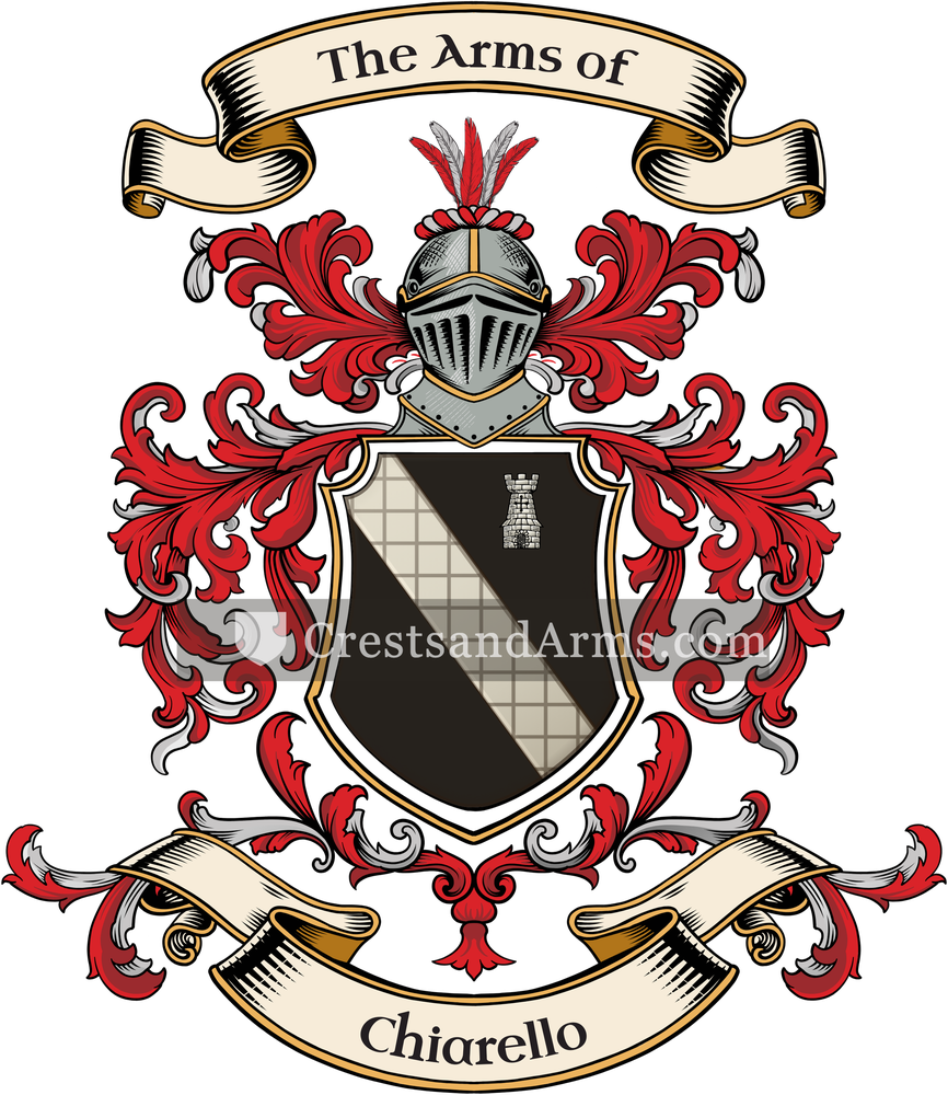 The Chiarello coat of arms, drawn from the recorded blazon