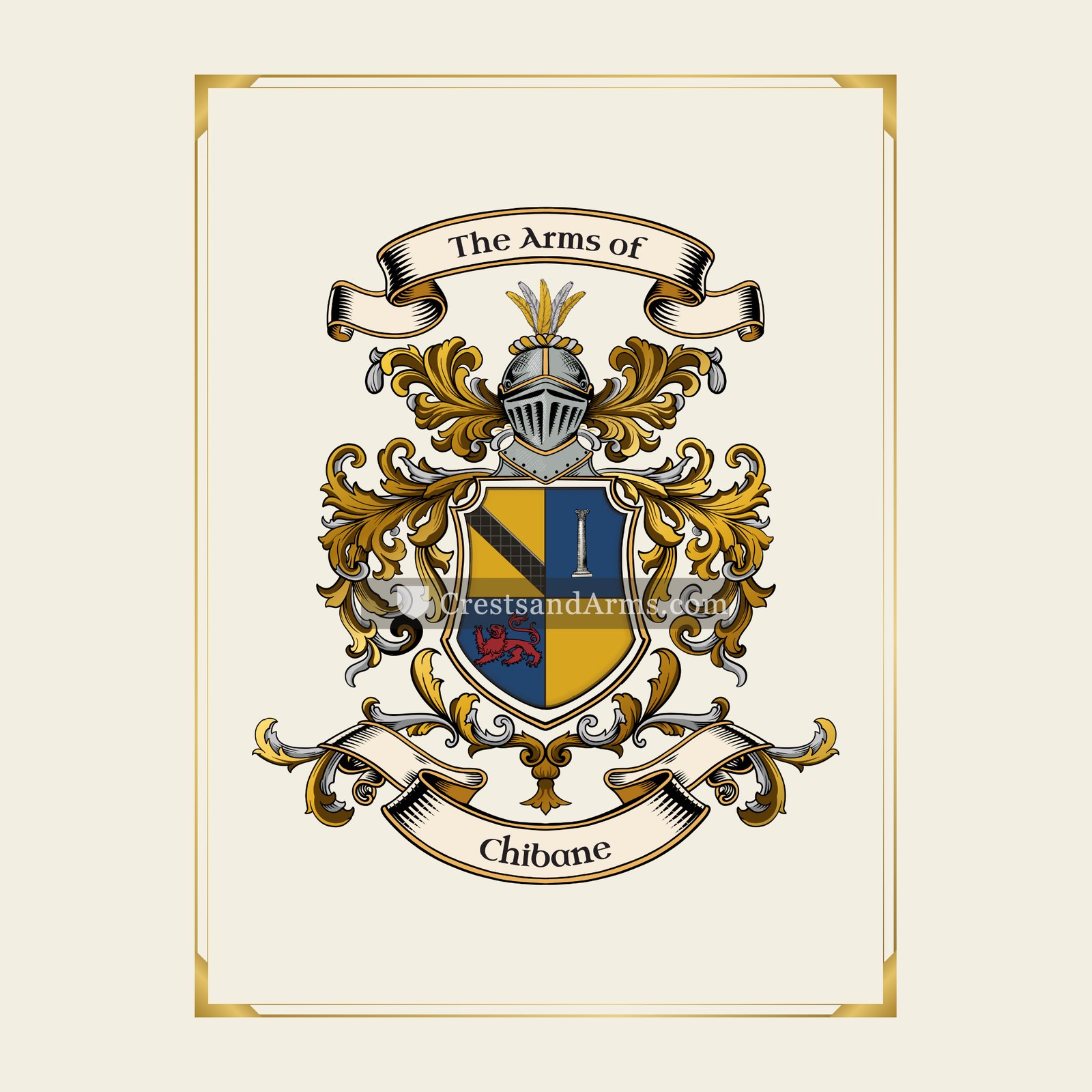 With gold border