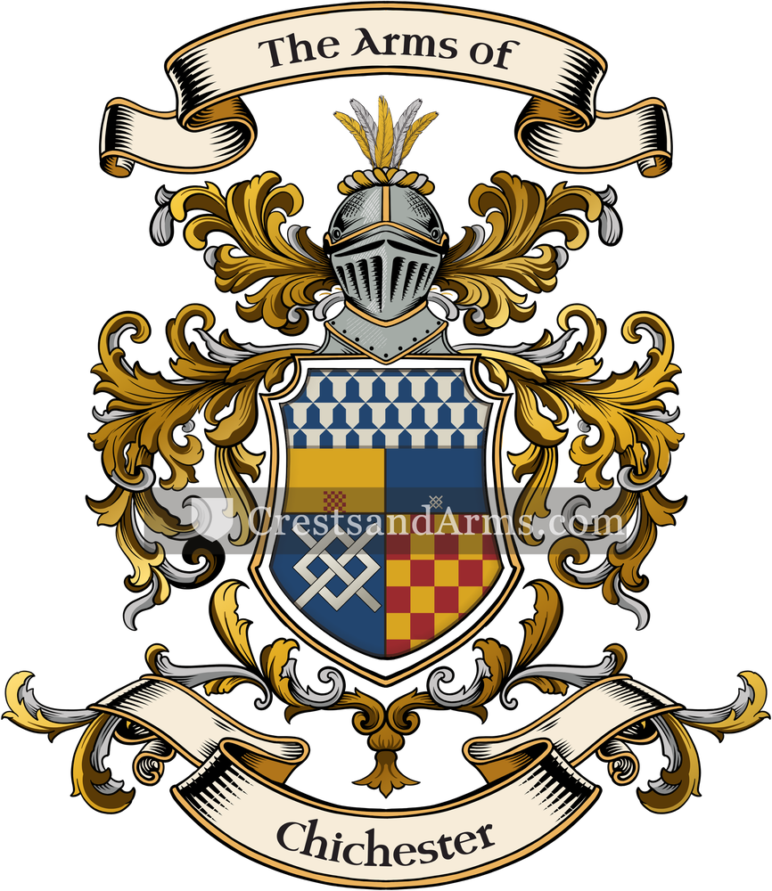 The Chichester coat of arms, drawn from the recorded blazon