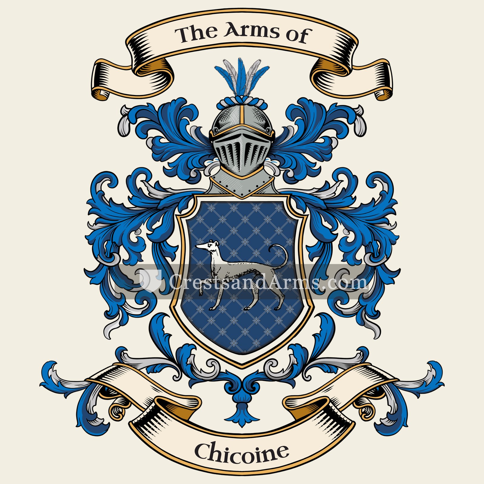 The Chicoine coat of arms, drawn from the recorded blazon