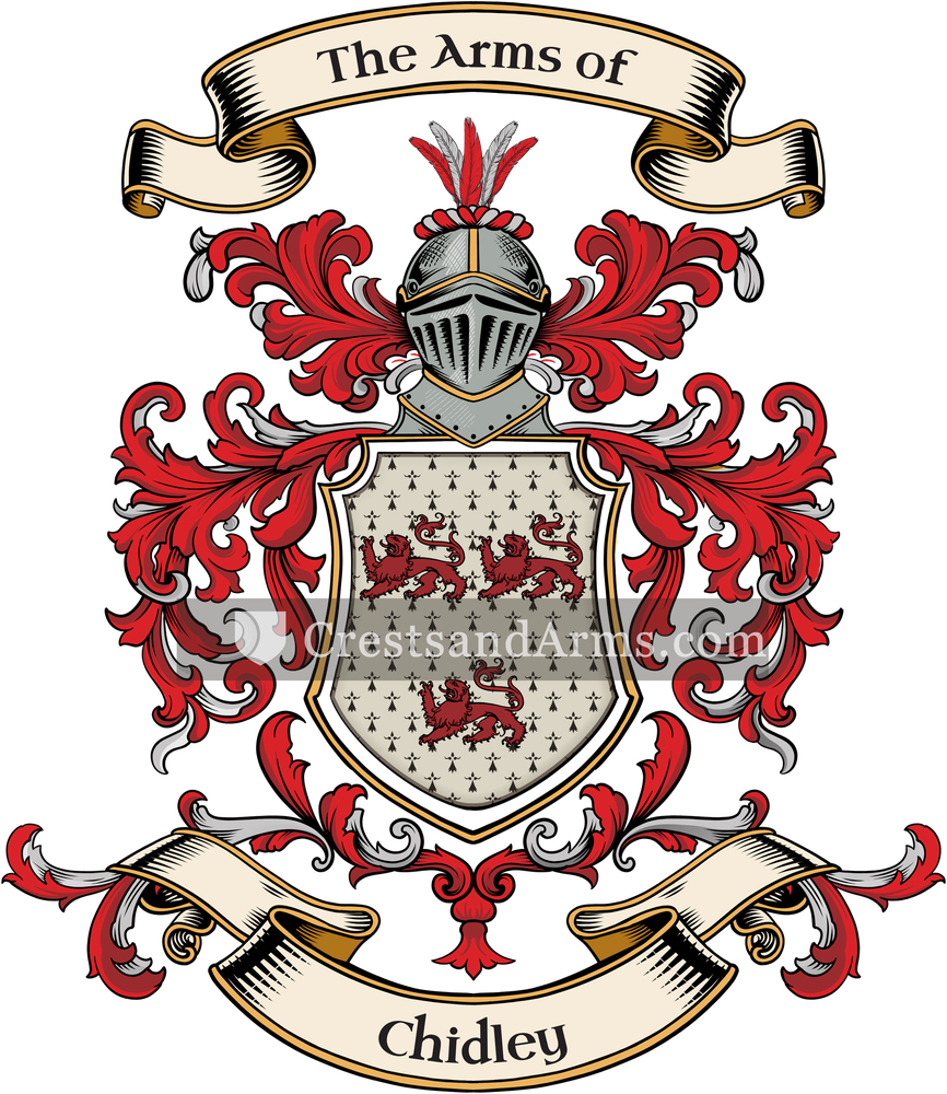 The Chidley coat of arms, drawn from the recorded blazon