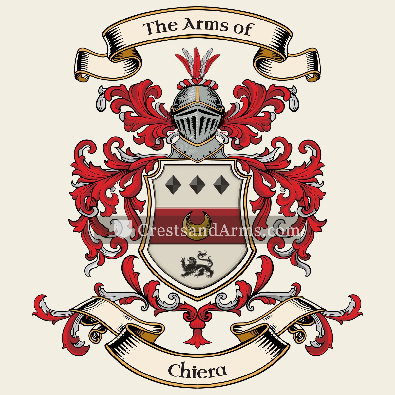 The Chiera coat of arms, drawn from the recorded blazon