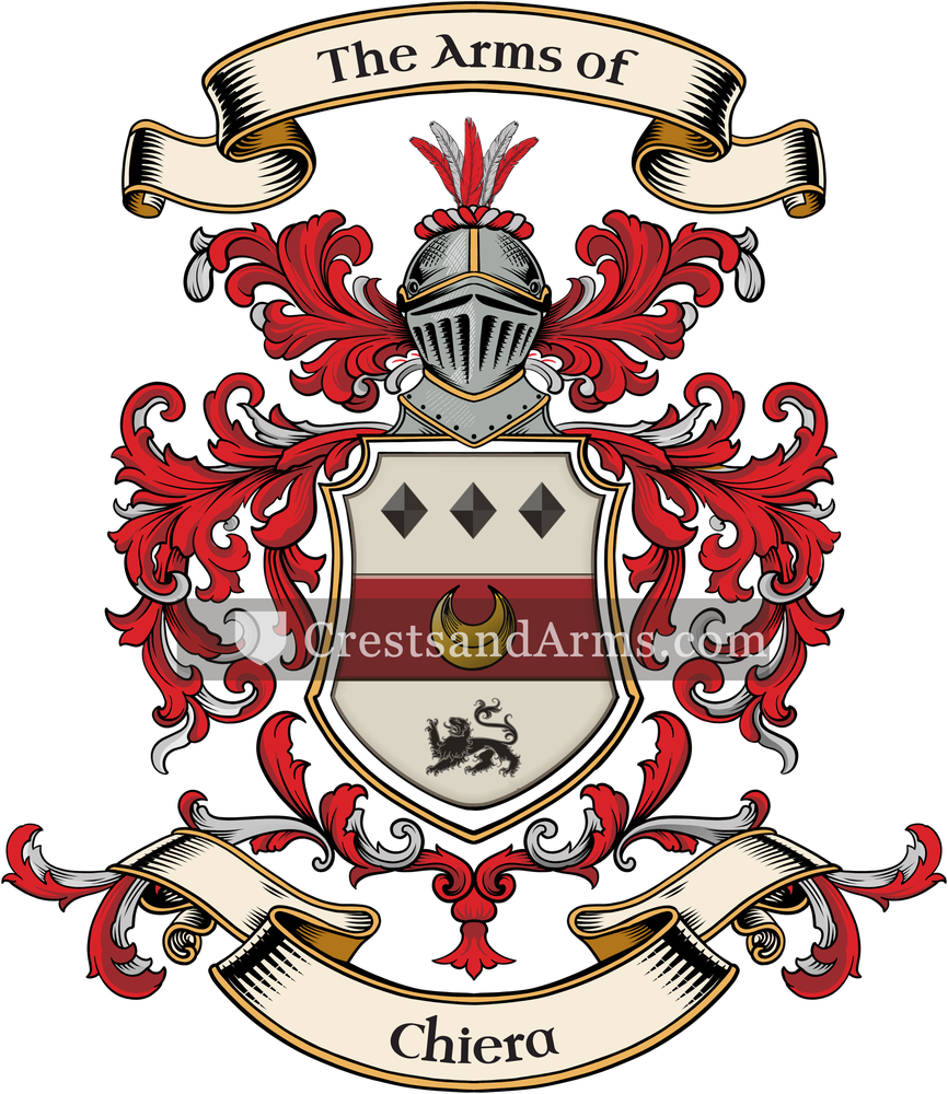 The Chiera coat of arms, drawn from the recorded blazon