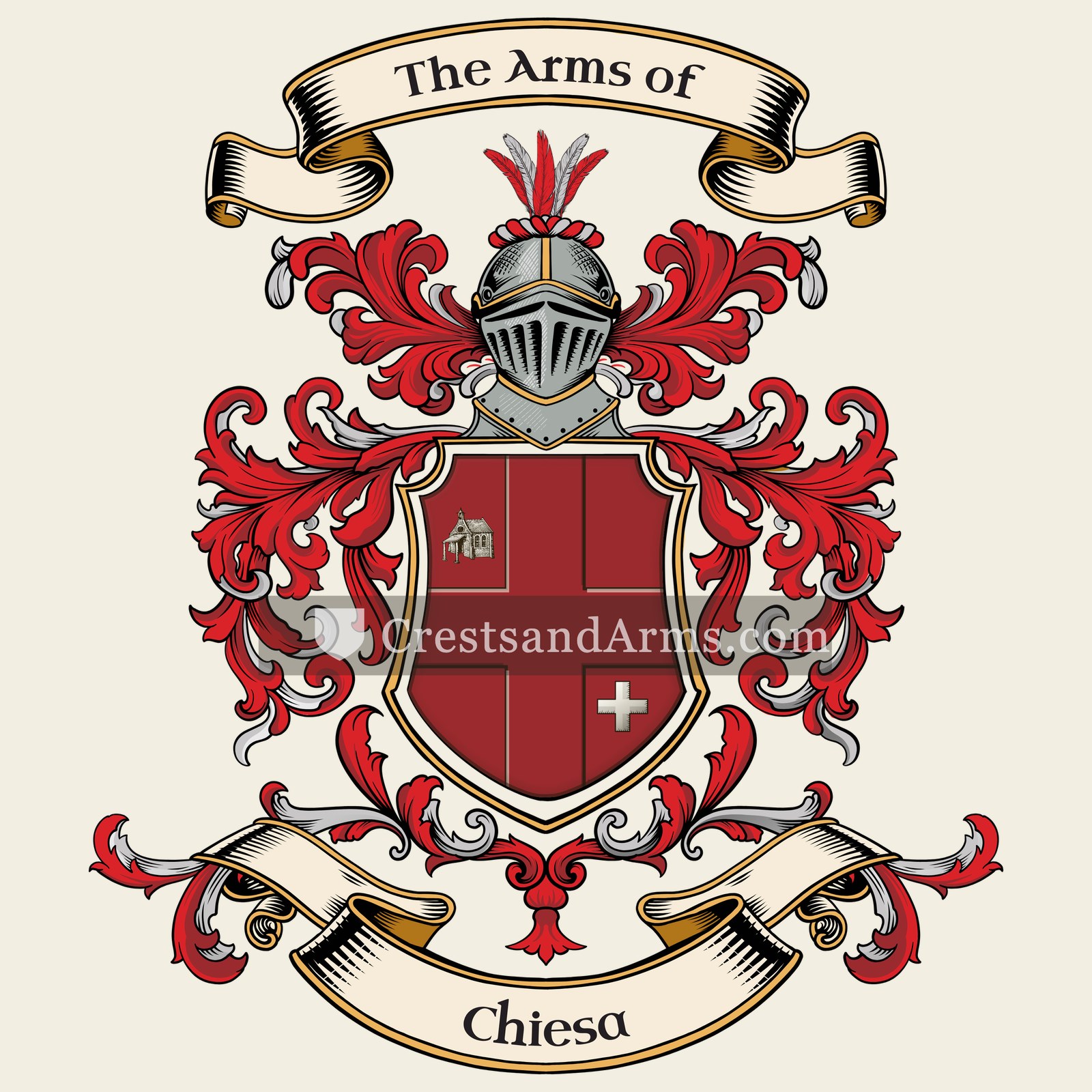 The Chiesa coat of arms, drawn from the recorded blazon
