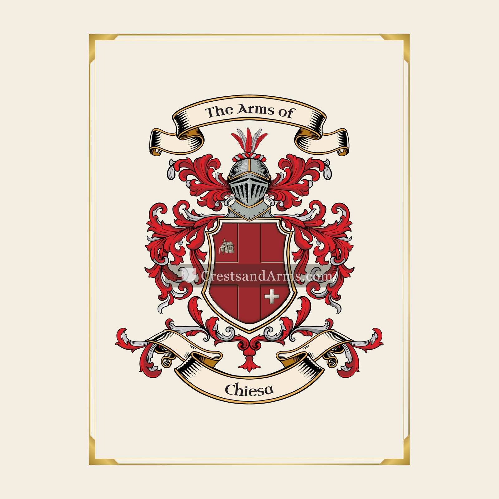With gold border