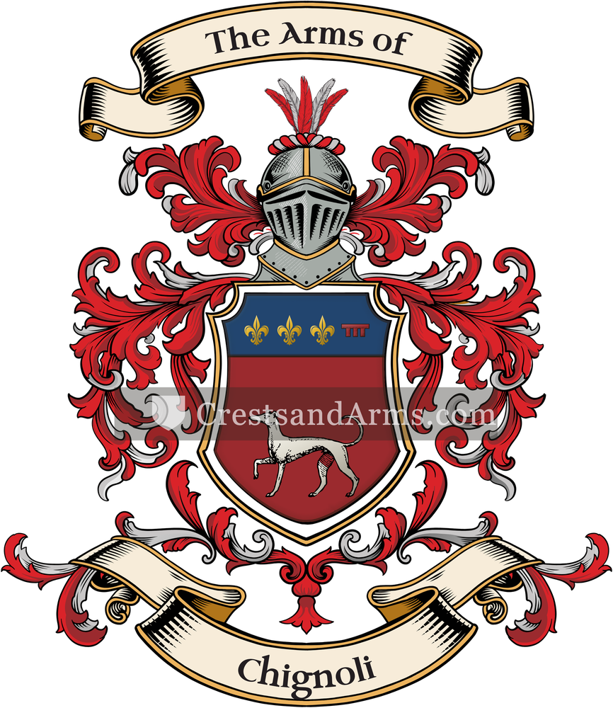The Chignoli coat of arms, drawn from the recorded blazon