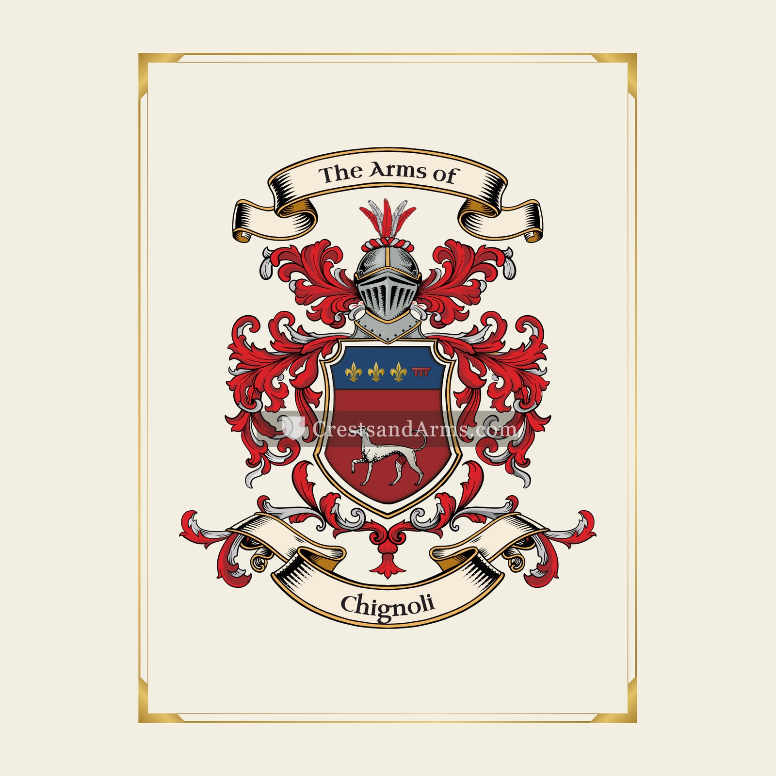 With gold border