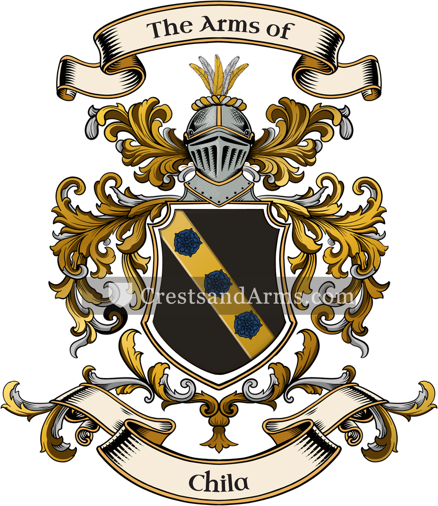 The Chila coat of arms, drawn from the recorded blazon