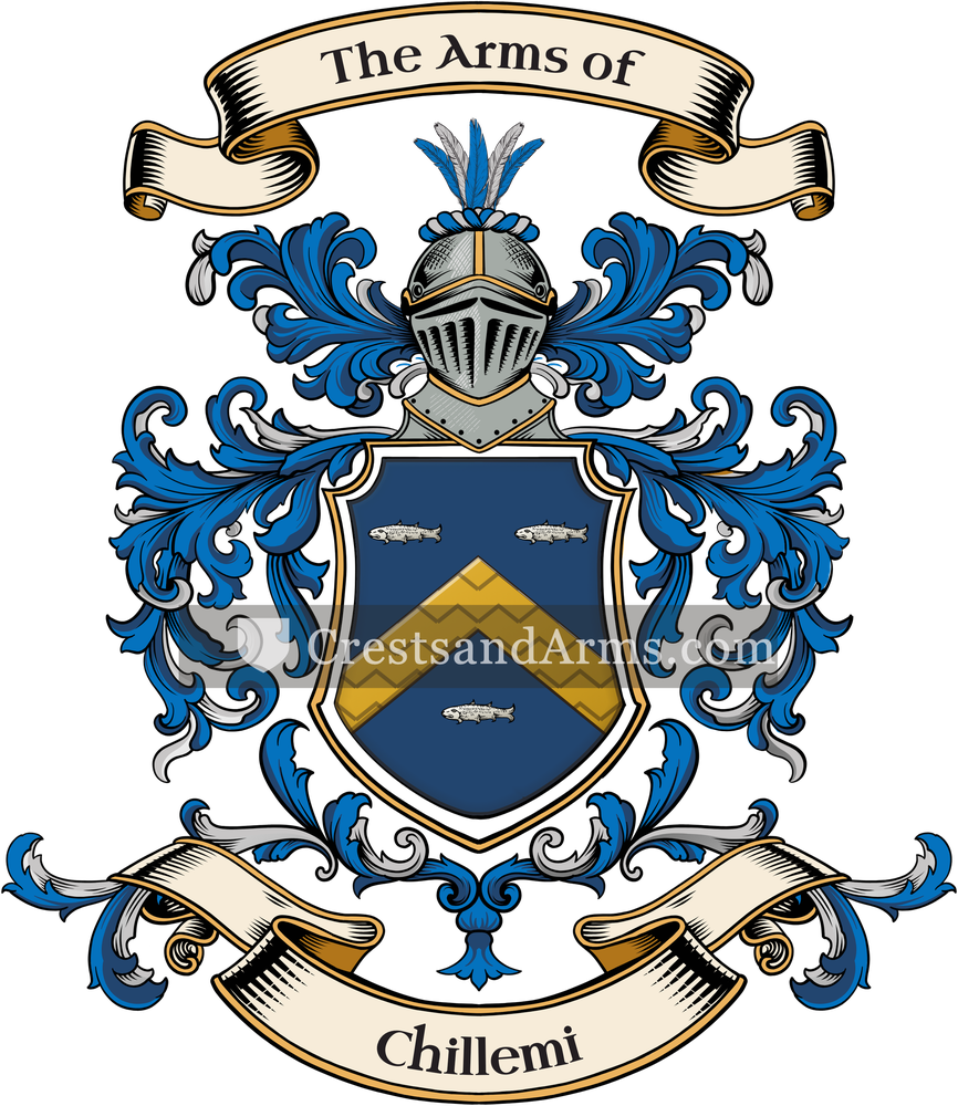 The Chillemi coat of arms, drawn from the recorded blazon