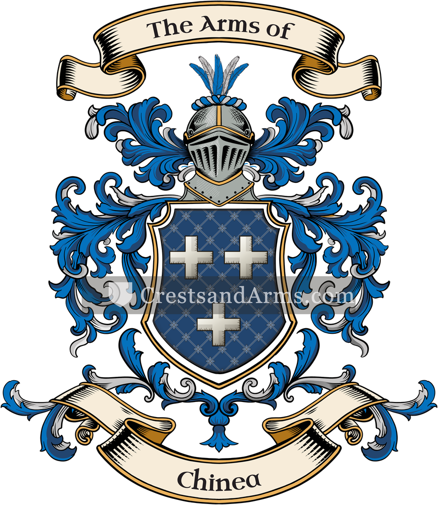 The Chinea coat of arms, drawn from the recorded blazon