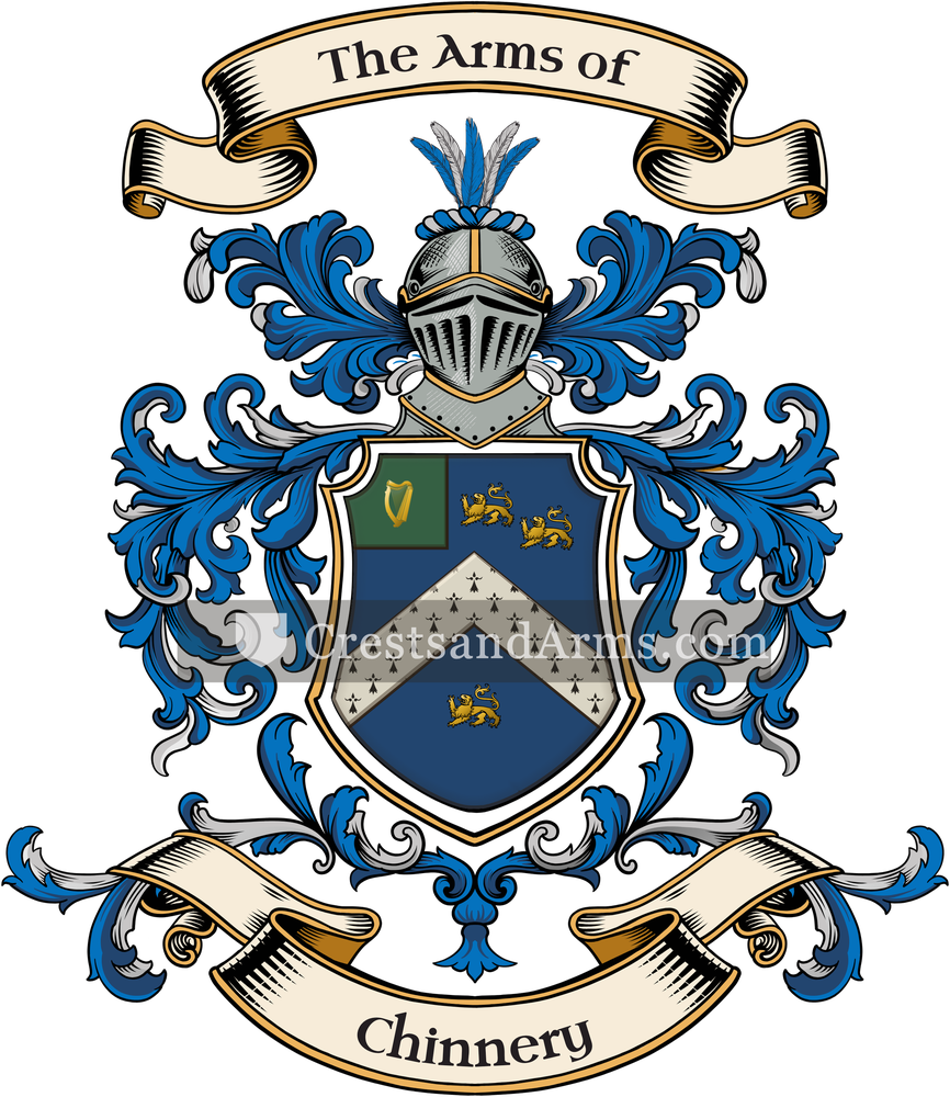 The Chinnery coat of arms, drawn from the recorded blazon