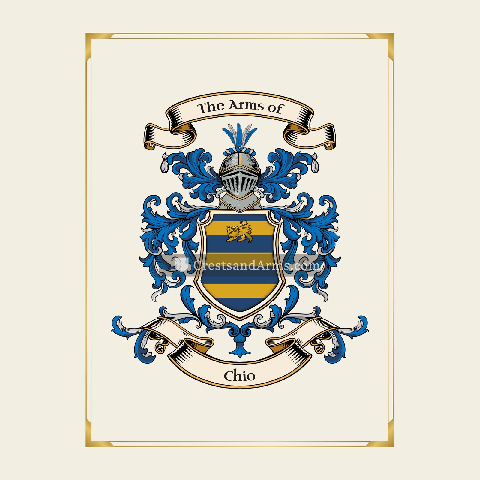 With gold border