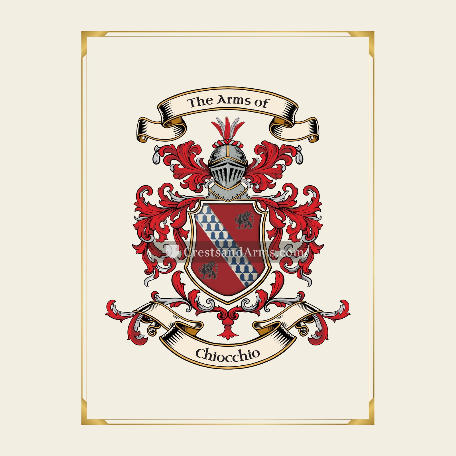 With gold border